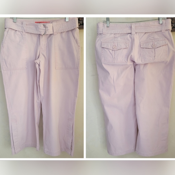 Vintage Y2K Mossimo Cropped Utility Lowrise Pants with Belt Blush Pink  *sz 9* - Picture 6 of 16